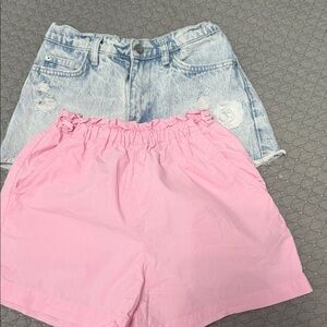 Pink and Light Blue girls bundle of 2 shorts